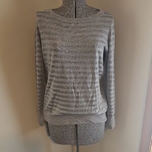 Talbots metallic striped Italian merino wool top